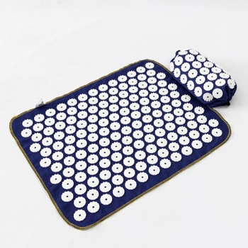 Масажний килимок Аплікатор Кузнєцова + валик масажер для спини/шиї/ніг/стоп OSPORT Lite ECO 50 (apl-026) Синьо-білий