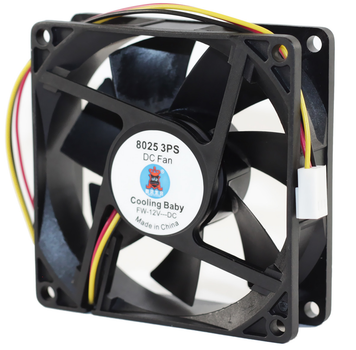 Вентилятор 80 мм, Cooling Baby 8025 3PS, Black 80x80x25мм SB 12В 0,18А 24,3дБ, 2500 об/мин 3pin