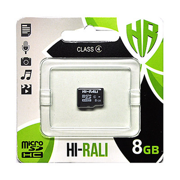 Карта пам'яті microSDHC, 8Gb, Class4, Hi-Rali, без адаптера (HI-8GBSDCL4-00) (125130)