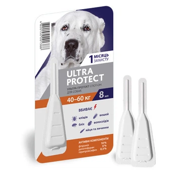 Капли Ultra Protect против блох, клещей и комаров для собак 40-60 кг