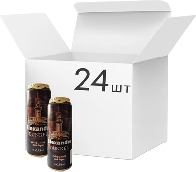 Упаковка пива A. Le Coq Alexander Dunkel тёмное фильтрованное 4.2% 0.568 л х 24 шт. (4740098081234)