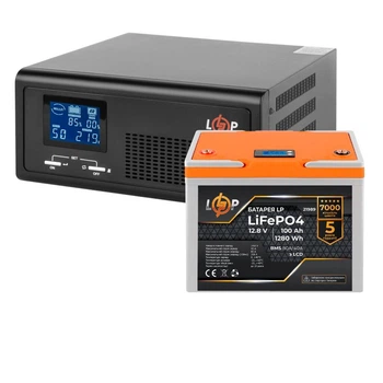 Комплект резервного живлення UPS 430VA+АКБ LiFePO4 1280W LogicPower 22633 (ДБЖ 300W+100Ah батарея літієва)