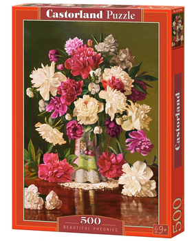 Puzzle Castor Piękne piwonie wazon kwiaty 500 elementów (5904438053780)