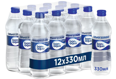 Упаковка мінеральної газованої води BonAqua газована 0.33 л х 12 шт (50112326)
