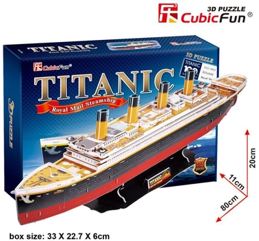 3D Пазл Cubic Fun Титанік Великий 113 елементів (6944588240110)
