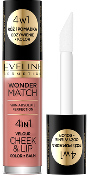 Róż i pomadka Eveline Cosmetics Wonder Match Velour Cheek&Lip w płynie 01 4.5 ml (5903416048589)