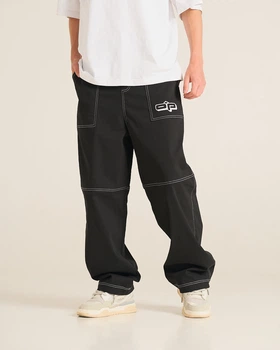 Теплі брюки оверсайз чоловічі OGONPUSHKA Smoozy Fleece чорні L