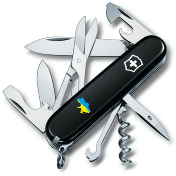 Нож Victorinox Climber Ukraine Black "Карта України Жовто-Блакитна" (1.3703.3_T1166u)