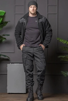 Мужской костюм Полиция черный цвет Флисовая Кофта и брюки Kayman / Кофта с водонепроницаемыми вставками и липучками под шевроны 50