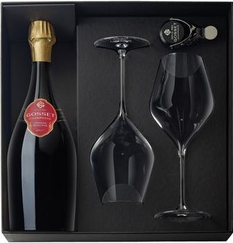 Шампанське Gosset Grand Reserve біле брют 0.75 л 12% в подарунковому упакуванні + 2 келихи та пробка (3353212058602)