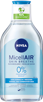 Płyn micelarny Nivea MicellAir Skin Breathe pielęgnujący do cery normalnej i mieszanej 400 ml (5900017053608)
