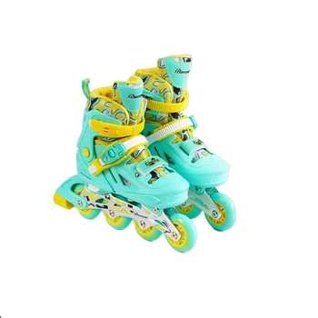 Роликовые коньки с защитой "Skates". Размер 35 - 38, светящиеся PU колёса. Turquoise (141126)
