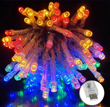 Яскрава світлодіодна гірлянда від USB + НА БАТАРЕЙКАХ 100LED DL 10м різнокольорова 7G-F-7797