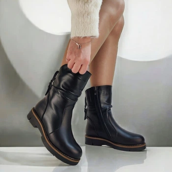 Жіночі черевики зимові MYZ 911 BLACK з натуральної чорної