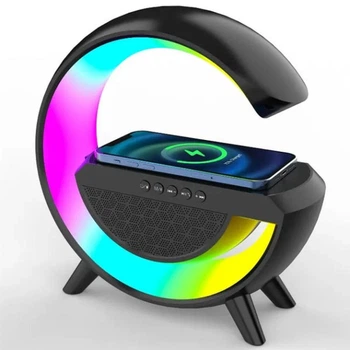Настольная смарт лампа ночник RGB G-Smart Light Sound Machine AS-K10 с беспроводной зарядкой 15W и Bluetooth колонкой Черный