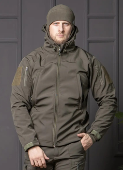 Мужская куртка НГУ Softshell оливковый цвет с анатомическим покроем ветрозащитная XL
