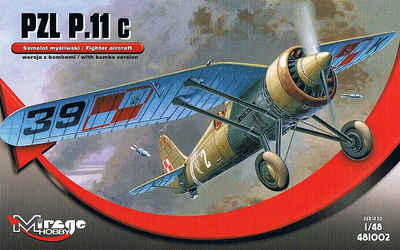 Plastikowy model do sklejania i pomalowania Mirage Hobby samolot PZL P-11c wersja z bombami (5901461481023)
