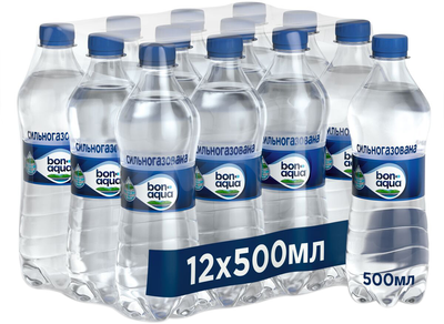 Упаковка мінеральної газованої води BonAqua газована 0.5 л х 12 шт (90494406_5449000028655)