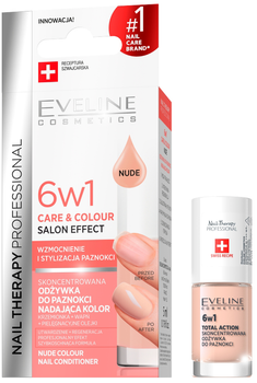 Засіб для догляду за нігтями Eveline Cosmetics Nail Therapy Professional 6 в 1 Care & Colour концентрований, що надає колір Nude 5 мл (5903416027492)