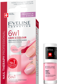 Odżywka do paznokci Eveline Cosmetics 6 w 1 Care&Colour nadająca kolor Rose 5 ml (5901761907469)