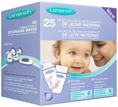 Пакети для зберігання грудного молока Lansinoh Bolsas Congelación Milk Materna 25 шт (5060062992403)