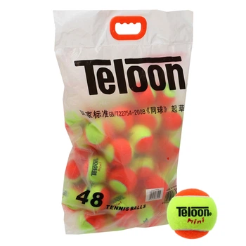 Мяч для большого тенниса TELOON KIDS MINI (48шт) (сумка) (для детей от 7 лет и взрослых начинающих, в пакете, оранжевый-салатовый) (Stage-2)