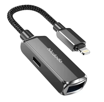 Адаптер McDodo 2 in 1 Convertor Lightning to USB-A 3.0 + Lightning CA-2690 Dark Grey