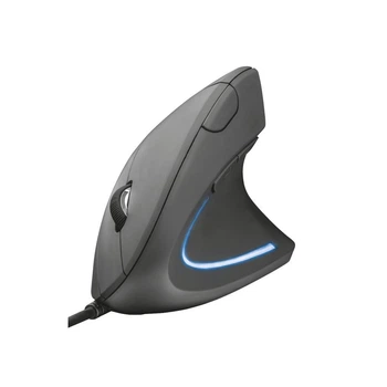 Компьютерная мышь Trust Verto Ergonomic вертикальная USB оптическая 1000/1600 dpi 6 кнопок с голубой подсветкой Чёрная (22885)