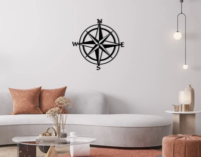 Декоративное панно на стену из дерева Upwood Decor Компас вектор Compass Vector 50 х 50 см black