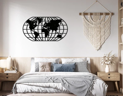 Декоративное панно на стену из дерева Upwood Decor Карта мира 5 Worldmap 5 25 х 46.3 см black