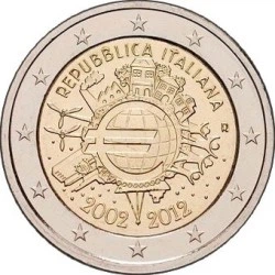 Монета Італія 2 євро 2012 «10 років євро» UNC (KM#350)