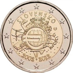 Монета Словаччина 2 євро 2012 «10 років євро» UNC (KM#120)