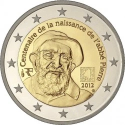 Монета Франція 2 євро 2012 «100 років від дня народження абата П'єра» UNC (KM#1894)