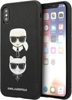 Панель Karl Lagerfeld Saffiano Karl&Choupette Head do Apple iPhone XS Max Black (3666339055011)