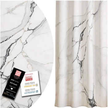 Готова напівзатемнювальна штора Soovi Home 140 х 250 см на тасьмі White and black marble (14559285146)