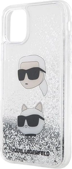 Панель Karl Lagerfeld Liquid Glitter Karl&Choupette Heads Hearcase do Apple iPhone Xr/11 Silver (3666339164591)