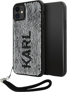 Etui Karl Lagerfeld Sequins Cord do Apple iPhone Xr/11 Silver (3666339128029)