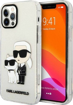 Etui Karl Lagerfeld Gliter Karl&Choupette do Apple iPhone 12/12 Pro Transparent (3666339102104)