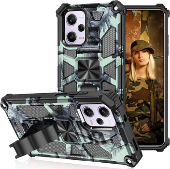 Чехол Military Shield для Xiaomi Poco X5 Pro 5G бампер противоударный с подставкой Turquoise