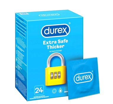 Prezerwatywy Durex Extra Safe Thicker wzmocnione 24 szt (5900627072389)