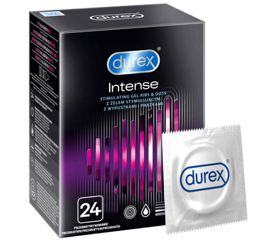 Презервативи Durex Intense зі смужками та стимулюючим гелем 24 шт (5900627072372)
