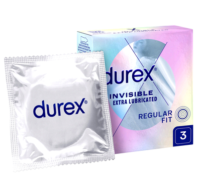 Prezerwatywy Durex Invisible dodatkowo nawilżane cienkie 3 szt (5052197048988)
