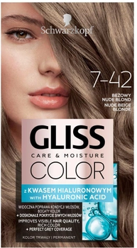 Farba do włosów Gliss Color Care & Moisture trwała 7-42 Beżowy Nude Blond 143 ml (9000101716221)