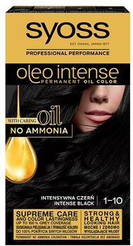 Farba do włosów Syoss Oleo Intense trwale koloryzująca z olejkami 1-10 Intensywna Czerń (9000100815277)