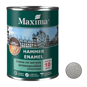 Эмаль молотковая 3 в 1 серебро антикоррозийная по металлу Maxima 0,75 кг