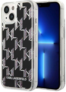 Панель Karl Lagerfeld Liquid Glitter Monogram для Apple iPhone 14 Black (3666339076238)