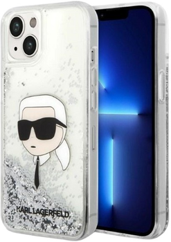 Etui Karl Lagerfeld Glitter Karl Head do Apple iPhone 14 Silver (3666339086848)
