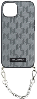 Etui Karl Lagerfeld Saffiano Monogram Chain do Apple iPhone 14 Silver (3666339122904)