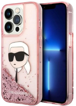 Панель Karl Lagerfeld Glitter Karl Head для Apple iPhone 14 Pro Max Pink (3666339086916)