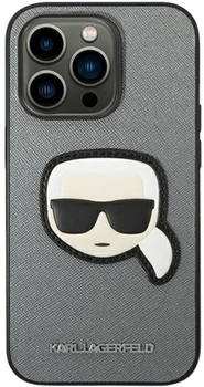 Etui Karl Lagerfeld Saffiano Karl Head Patch do Apple iPhone 14 Pro Max Silver (3666339077105)